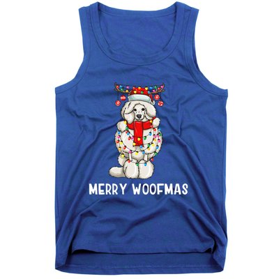 Christmas Cute Poodle Dog Holiday Lights Merry Woofmas Gift Tank Top