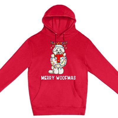 Christmas Cute Poodle Dog Holiday Lights Merry Woofmas Gift Premium Pullover Hoodie