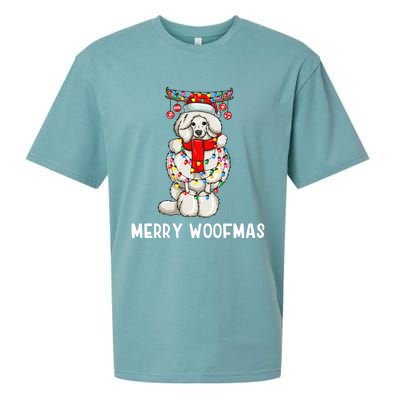 Christmas Cute Poodle Dog Holiday Lights Merry Woofmas Gift Sueded Cloud Jersey T-Shirt