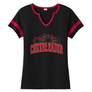 Cheerleader Cheer Pom Team Colors Gift Sleepover Fall Spring Gift Ladies Halftime Notch Neck Tee