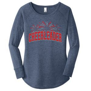 Cheerleader Cheer Pom Team Colors Gift Sleepover Fall Spring Gift Women's Perfect Tri Tunic Long Sleeve Shirt