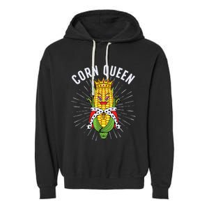 Cool Corn Queen For Girls Food Farming Corn Cob Farmer Garment-Dyed Fleece Hoodie