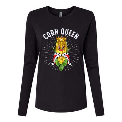 Cool Corn Queen For Girls Food Farming Corn Cob Farmer Womens Cotton Relaxed Long Sleeve T-Shirt