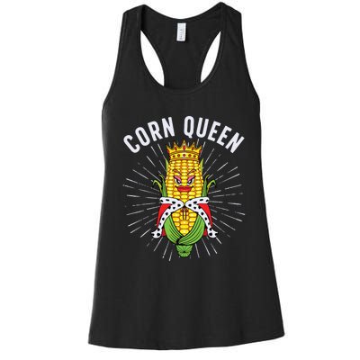 Cool Corn Queen For Girls Food Farming Corn Cob Farmer Women's Racerback Tank