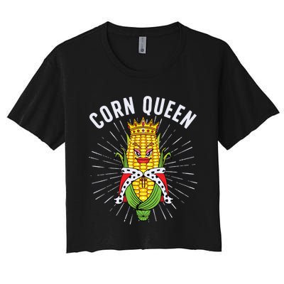 Cool Corn Queen For Girls Food Farming Corn Cob Farmer Women's Crop Top Tee