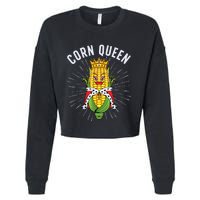 Cool Corn Queen For Girls Food Farming Corn Cob Farmer Cropped Pullover Crew