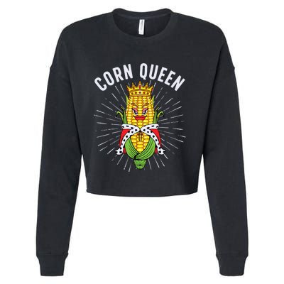 Cool Corn Queen For Girls Food Farming Corn Cob Farmer Cropped Pullover Crew