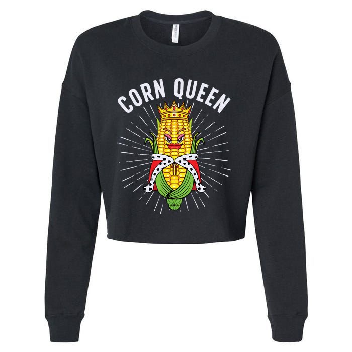 Cool Corn Queen For Girls Food Farming Corn Cob Farmer Cropped Pullover Crew