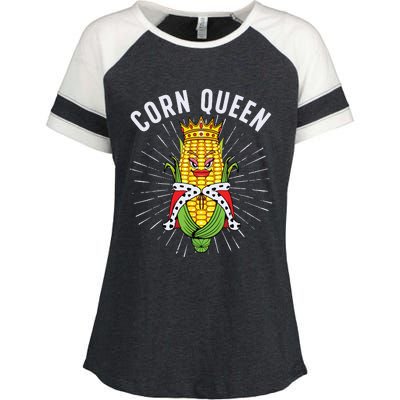 Cool Corn Queen For Girls Food Farming Corn Cob Farmer Enza Ladies Jersey Colorblock Tee