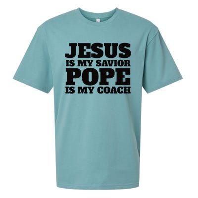 Coach Christian Quote Jesus Is My Savior Pope Is My Coach Sueded Cloud Jersey T-Shirt