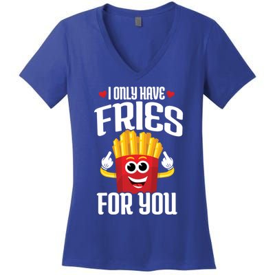 Cute Couple Quote French Fries Pun Valentines Day Meaningful Gift Women's V-Neck T-Shirt