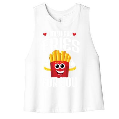 Cute Couple Quote French Fries Pun Valentines Day Meaningful Gift Women's Racerback Cropped Tank