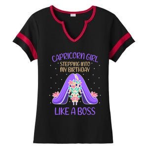 Cute Capricorn Queen Boss January Birthday Zodiac Gift Ladies Halftime Notch Neck Tee