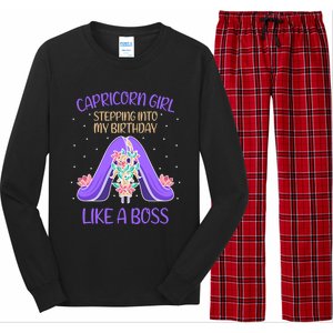 Cute Capricorn Queen Boss January Birthday Zodiac Gift Long Sleeve Pajama Set