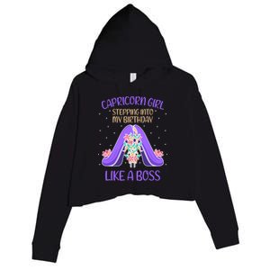 Cute Capricorn Queen Boss January Birthday Zodiac Gift Crop Fleece Hoodie