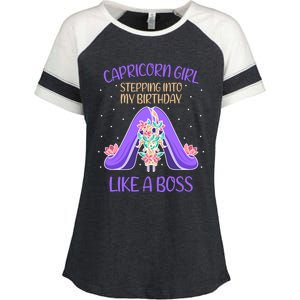 Cute Capricorn Queen Boss January Birthday Zodiac Gift Enza Ladies Jersey Colorblock Tee