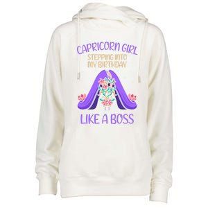 Cute Capricorn Queen Boss January Birthday Zodiac Gift Womens Funnel Neck Pullover Hood