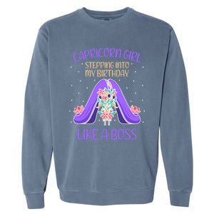 Cute Capricorn Queen Boss January Birthday Zodiac Gift Garment-Dyed Sweatshirt