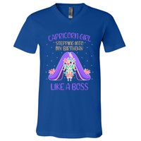 Cute Capricorn Queen Boss January Birthday Zodiac Gift V-Neck T-Shirt