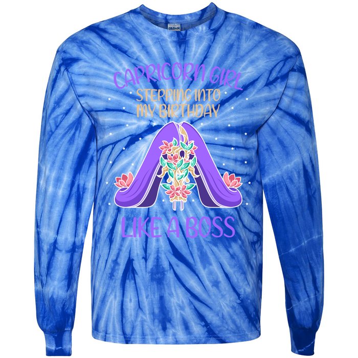 Cute Capricorn Queen Boss January Birthday Zodiac Gift Tie-Dye Long Sleeve Shirt