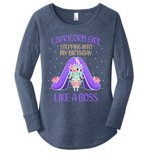 Cute Capricorn Queen Boss January Birthday Zodiac Gift Women's Perfect Tri Tunic Long Sleeve Shirt