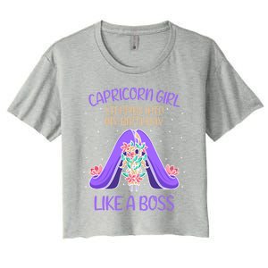 Cute Capricorn Queen Boss January Birthday Zodiac Gift Women's Crop Top Tee