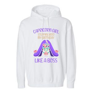 Cute Capricorn Queen Boss January Birthday Zodiac Gift Garment-Dyed Fleece Hoodie