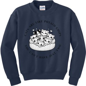 Cute Cat Quotecats Are Like Potato Chips. Kids Sweatshirt