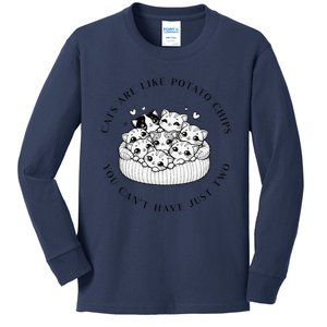 Cute Cat Quotecats Are Like Potato Chips. Kids Long Sleeve Shirt