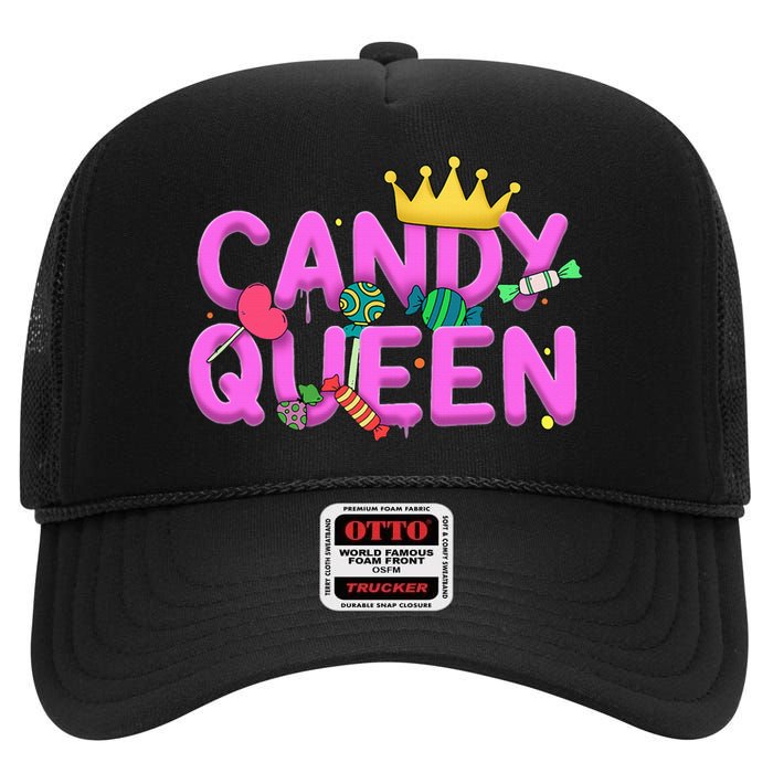 Cool Candy Queen Art For Candy Lollipop Lovers High Crown Mesh Back Trucker Hat