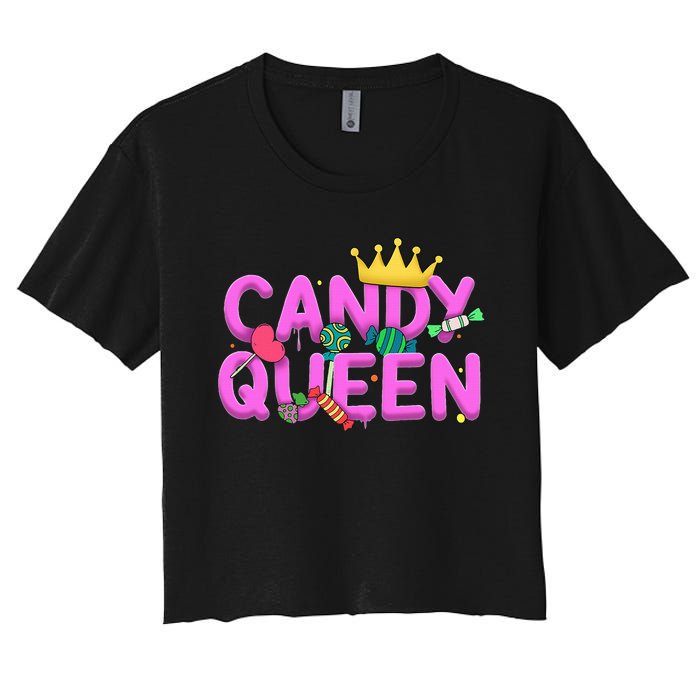 Cool Candy Queen Art For Candy Lollipop Lovers Women's Crop Top Tee