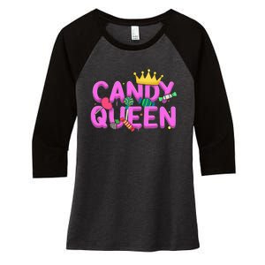 Cool Candy Queen Art For Candy Lollipop Lovers Women's Tri-Blend 3/4-Sleeve Raglan Shirt