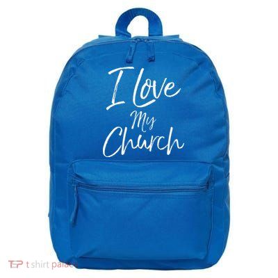 Christian Church Quote Body Of Christ Gift I Love My Church 16 in Basic Backpack