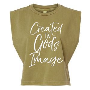 Christian Creation Quote Bible Verse Created In Gods Image Garment-Dyed Women's Muscle Tee