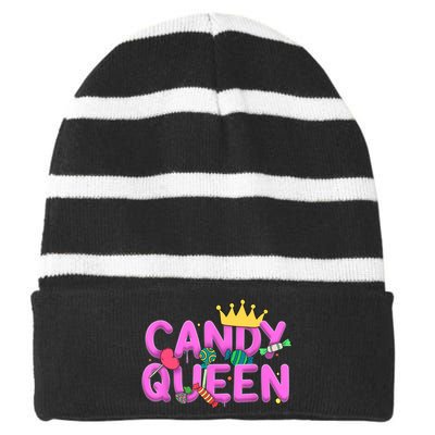 Cool Candy Queen Art For Wo Girls Candy Lollipop Lovers Striped Beanie with Solid Band