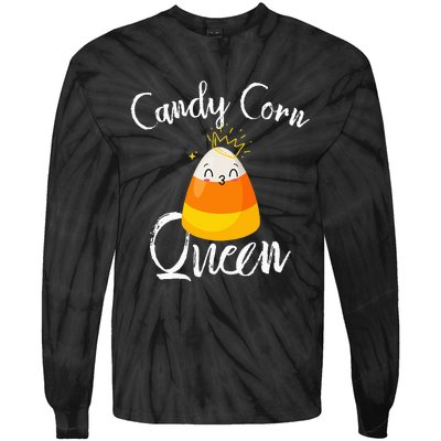 Candy Corn Queen Kawaii  Candy Corn Halloween Tie-Dye Long Sleeve Shirt