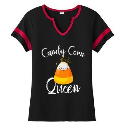 Candy Corn Queen Kawaii Candy Corn Halloween Ladies Halftime Notch Neck Tee