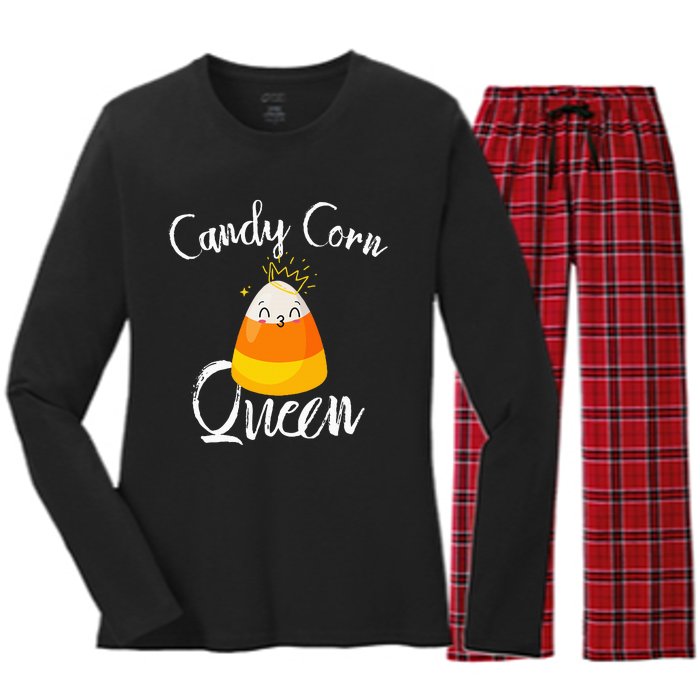 Candy Corn Queen Kawaii Candy Corn Halloween Women's Long Sleeve Flannel Pajama Set 