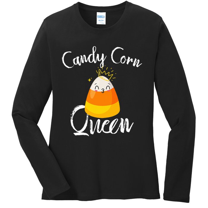 Candy Corn Queen Kawaii Candy Corn Halloween Ladies Long Sleeve Shirt