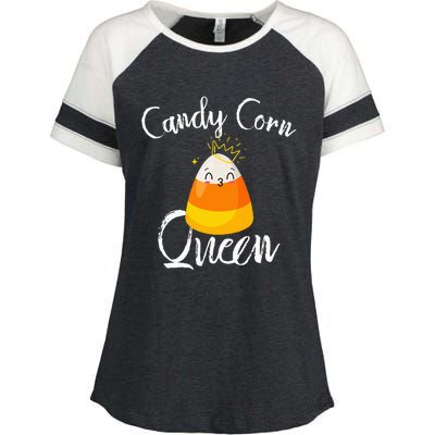 Candy Corn Queen Kawaii Candy Corn Halloween Enza Ladies Jersey Colorblock Tee