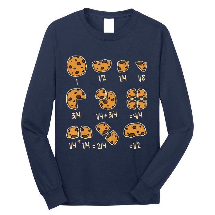 Chocolate Cookie Quick Math Fraction Math Teachers Long Sleeve Shirt