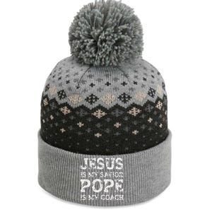 Coach Christian Quote Jesus Is My Savior Pope Is My Coach The Baniff Cuffed Pom Beanie