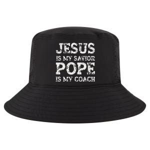 Coach Christian Quote Jesus Is My Savior Pope Is My Coach Cool Comfort Performance Bucket Hat