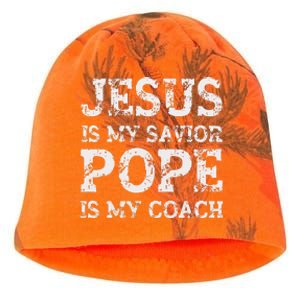 Coach Christian Quote Jesus Is My Savior Pope Is My Coach Kati - Camo Knit Beanie