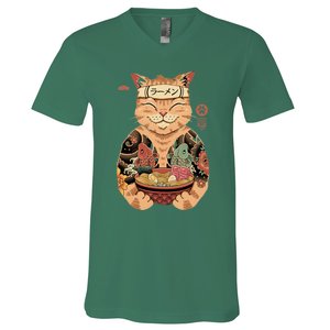 Catana Cat Ramen V-Neck T-Shirt