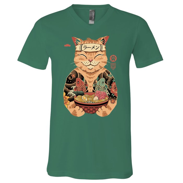 Catana Cat Ramen V-Neck T-Shirt