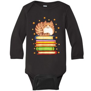 Cute Cat Reading Baby Long Sleeve Bodysuit