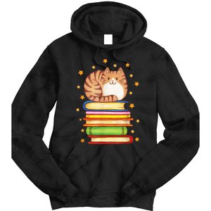 Cute Cat Reading Tie Dye Hoodie