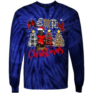 Christmas Cute Rottweiler Dog Tree Lighting Rottweiler Gift Tie-Dye Long Sleeve Shirt