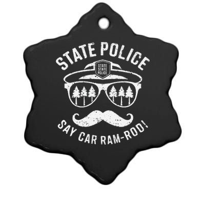 Copstache Car Ramrod Funny Cop Humor Ceramic Star Ornament